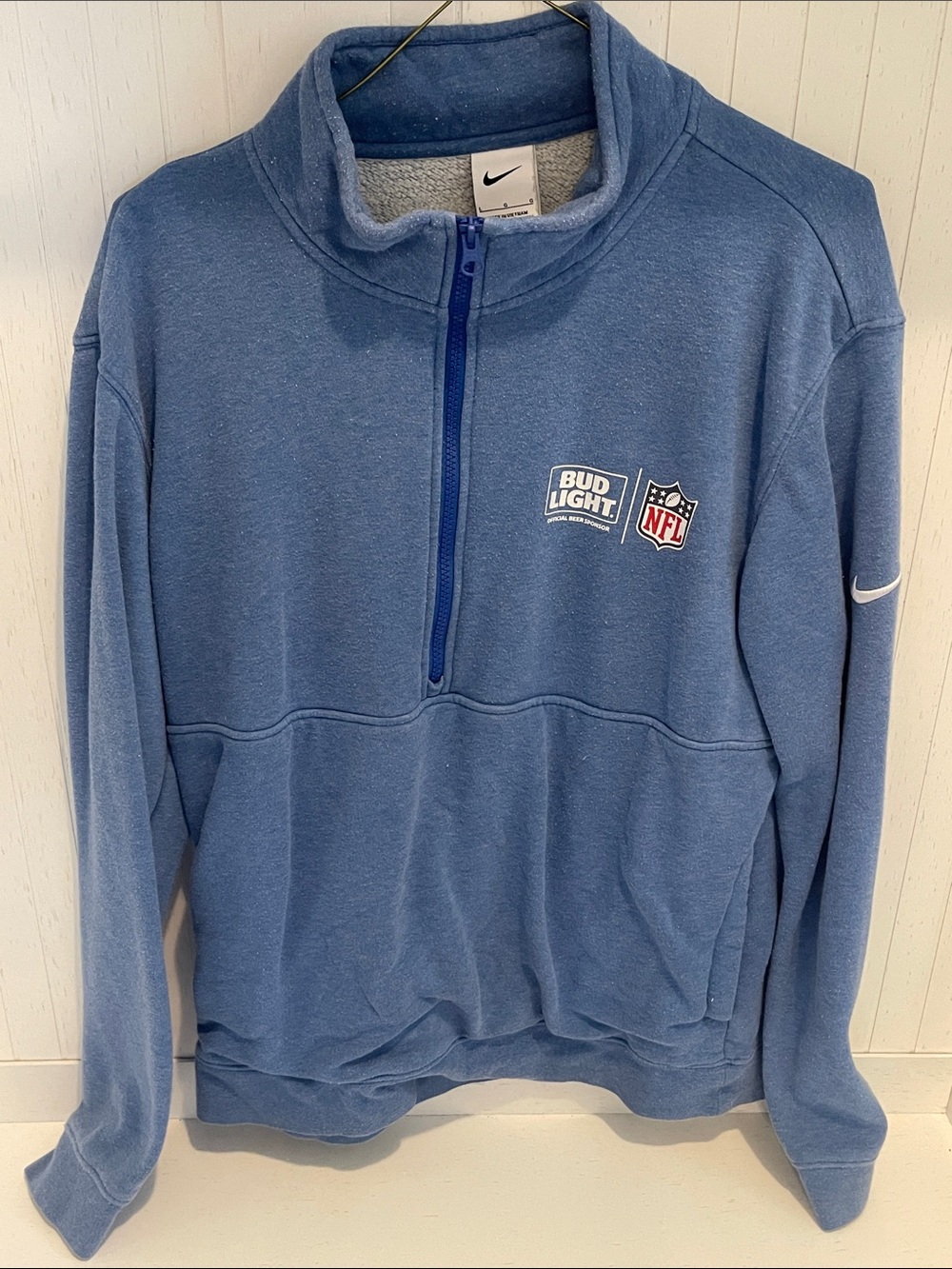 Nike Bud Light NFL Quarter Zip Pullover Sweatshirt Blue Men’s Large